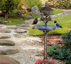 Vintage Retro 3-in-1 Resin Bird Bath     Garden Pedestal Bowl Feeder Planter