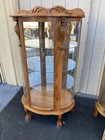 66252 Oak Lion Headed Bow Glass Curio China Cabinet