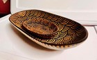 Set Of 2 World Market Wood Carved Painted Tribal Art Oval Bowl Tray Decorative