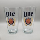 Miller Lite Pint Glass  4  16 Oz Beer Barware Drinking Glass Man Cave Pub New 