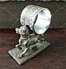Antique Napkin Ring Holder Pug Dog  Meriden B Co   Greek Key