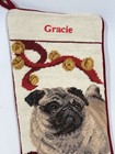 Vintage  2  Pug Needlepoint Christmas Stockings  gracie   George 