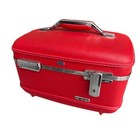 Vtg Dahi 1960s American Tourist Red Train Case Vanity Makeup Hard Shell Retro