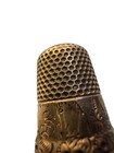 Antique 14k Solid Gold Thimble Size 5 Engraved Village Scenic Floral Collectible