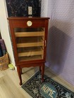 Freestanding Wood Humidor Cabinet With Glass Door  Hygrometer   Trays
