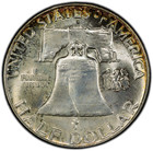 1963-d Pcgs Ms66 Franklin Silver Half Dollar W  Beautiful Rainbow Rim Toning