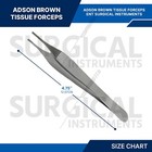 6 Pcs Adson Brown Tissue Forceps Ent Surgical Instruments German Grade