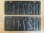 1934 New Jersey License Plate Pair  m27412 Neon Green On Black