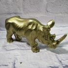Gold Brass Rhinoceros Figurine Heavy Metal Animal Statue Home Office Decor
