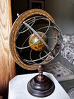 10  Vintage Metal Globe With Wood Base   Zodiac Astrology Signs