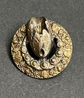 Scarce Antique Brass Flower Bud Pierced Brass Button - 11 16   cd4 