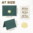 50pack Dark Green 5x7 Envelopes  A7 Envelopes With Cards Stickers