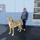 Realistic Yellow Standing Spotted Cheetah Life Size Statue Jungle Safari Display