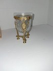 Vintage Brass Triple Pineapple Pedestal Display Stand Candle Holder W Glass