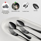 24pcs Black Stainless Steel Spoon Fork Set Rustproof Non-toxic Dishwasher Safe