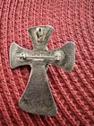Vintage Navajo Sterling Silver Cross Pendant With Green Turquoise Inlay