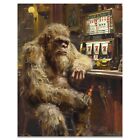 Casino Sasquatch Bigfoot Art Print Vintage Slot Machine Poker Game Room Artwork