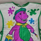 Vintage Barney Art Smock Bib Kids One Size Paint Apron Pocket Colorful 90s