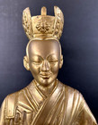 Chinese Tibetan Buddhist Bronze Statue 10  Gold Tone Karmapa Lama