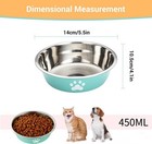 2 Pack Stainless Steel Pet Bowls 450ml Non-slip Food Water Dog Cat Dish Us