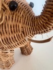 Vintage Wicker Rattan Elephant Planter Basket Boho Cottagecore W  Liner 7 h