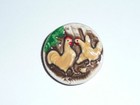 Wonderful Chickens Art Stone Shank Button - 15 16  Diameter - Hens - Rooster