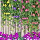 Artificial Hanging Basket Fake Silk Morning Glory Flower Vine Home Wedding Decor