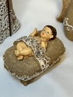 Christmas Nativity Set Burlap Resin Figurines Mary Joseph Baby Jesus Burton