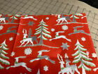 Vtg Christmas Wrapping Paper Gift Wrap - Reindeer W Snow Covered Tree  Red 40 s