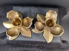 Pair Of Vintage Brass Lotus Flower Candlestick Holder Mid Century Modern Decor