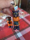 Vintage Pair Of Boy   Girl Black Cat Halloween Ornaments Retro Cool Nwt