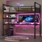 Loft Bunk Bed With Desk Underneath  Twin Loft Bed Frame With Guardrail   Ladder