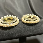 Vtg Tip Toe Clear Rhinestone Faux Pearl Dress Shoe Clips  some Stones Missing 