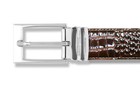 Biagio Croc Emboss Dark Brown Mens Bonded Leather Belt Silver-tone Buckle Sz 44