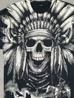 Vintage Indian Chief Skull Graphic Black T-shirt Mens M Native American Horse