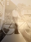 Bicycle History-rare-1892 Cabinet Card Man W his Bicycle Eastman Kodak Co Mount