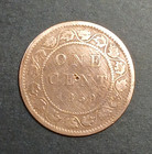 1859 Canada 1 One Cent World Coin - Canadian Penny - Large Cent