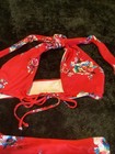 Womens 2 Piece Swimsuit Red Floral Size 8