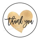 30 Thank You Gold Heart Envelope Seals Labels Party Favors Stickers 1 5  Round