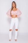 Women s High Waist Ripped Straight Leg Jeans Casual Stretch Denim Pants Trousers