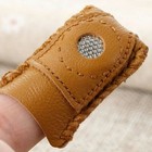 2pcs Leather Thimble Diy Craft Sewing Tools Finger-fit Protector With Metal Tip