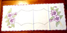 Runner Embroidery On Huck Linen Vtg Purple Floral Swedish Weave Crocheted Edge
