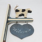 Vtg Cow Welcome Sign Wood Heart Hand Painted Farmhouse Cottagecore Country Decor