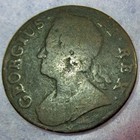1744 British Colonial Halfpenny King George Ii King Of America Colony Certificat