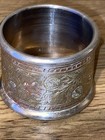 Silver Napkin Ring With A Hand-engraved  Gold-wash Floral Design 