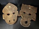 Pair Of Vintage Wood Hand Carved Masks - Art Wall Decor - Made In Thailand 