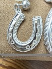 Vtg Horseshoe Jewelry Sterling Silver Horseshoe Pendant   Earrings