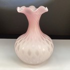 Antique Victorian Cased Hand Blown Glass Diamond Quilted Light Pink