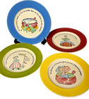 Rare Set Of Four Vintage French swiss Humorous Fondue Sayings Cheese 8  Plates