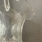 Vintage Etched Glass Basket Floral Design Clear Glass Candy Dish Wedding 10   